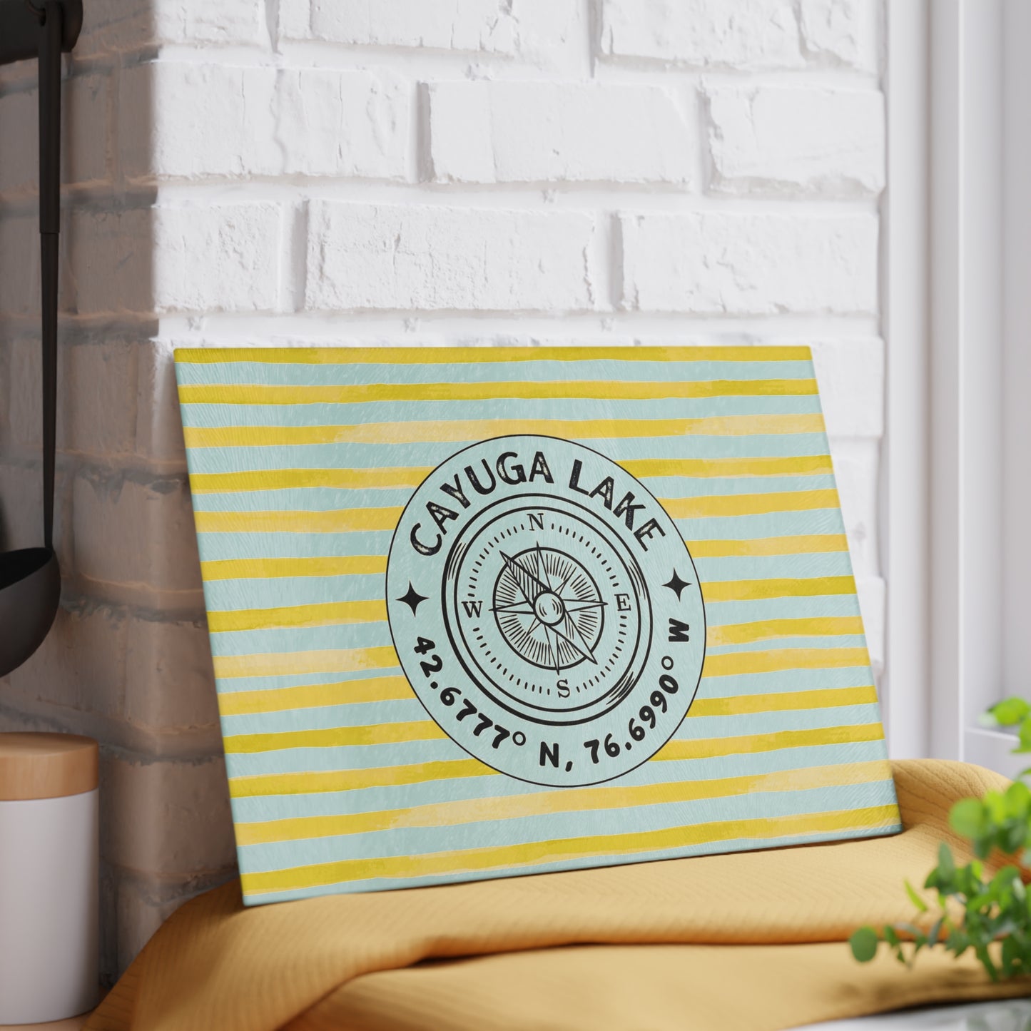 Cayuga Lake Yellow Cabana Glass Charcuterie and Cutting Board