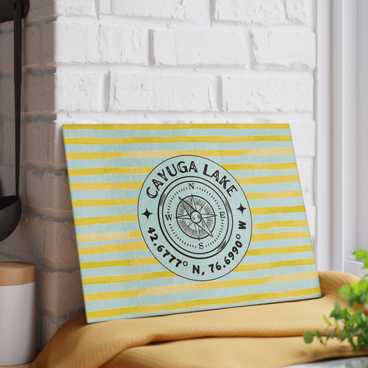 Cayuga Lake Yellow Cabana Glass Charcuterie and Cutting Board