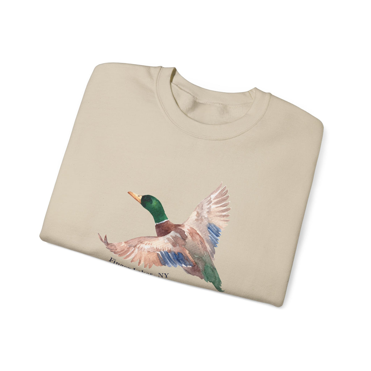 Mallard Flight Crewneck Sweatshirt — Flying Duck Nature Graphic