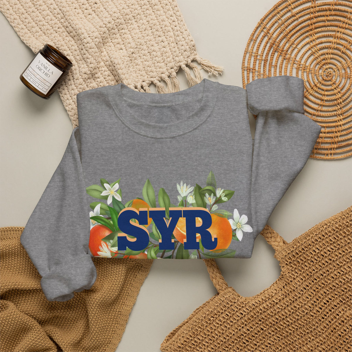 SYR Floral Crewneck Sweatshirt — Syracuse Inspired Fall Pullover