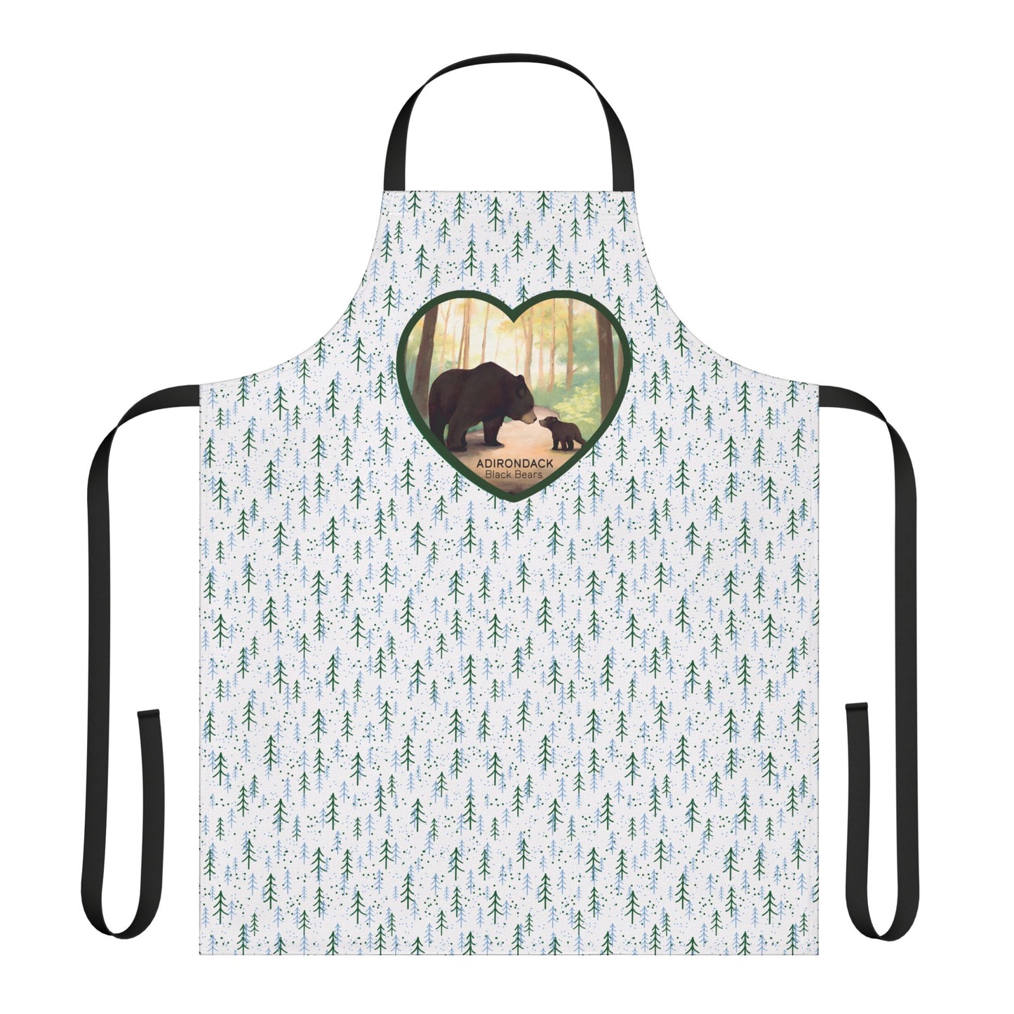 Adirondack Black Bears Apron with Heart Design - Perfect for Nature Lovers, Chefs, and Home Cooks