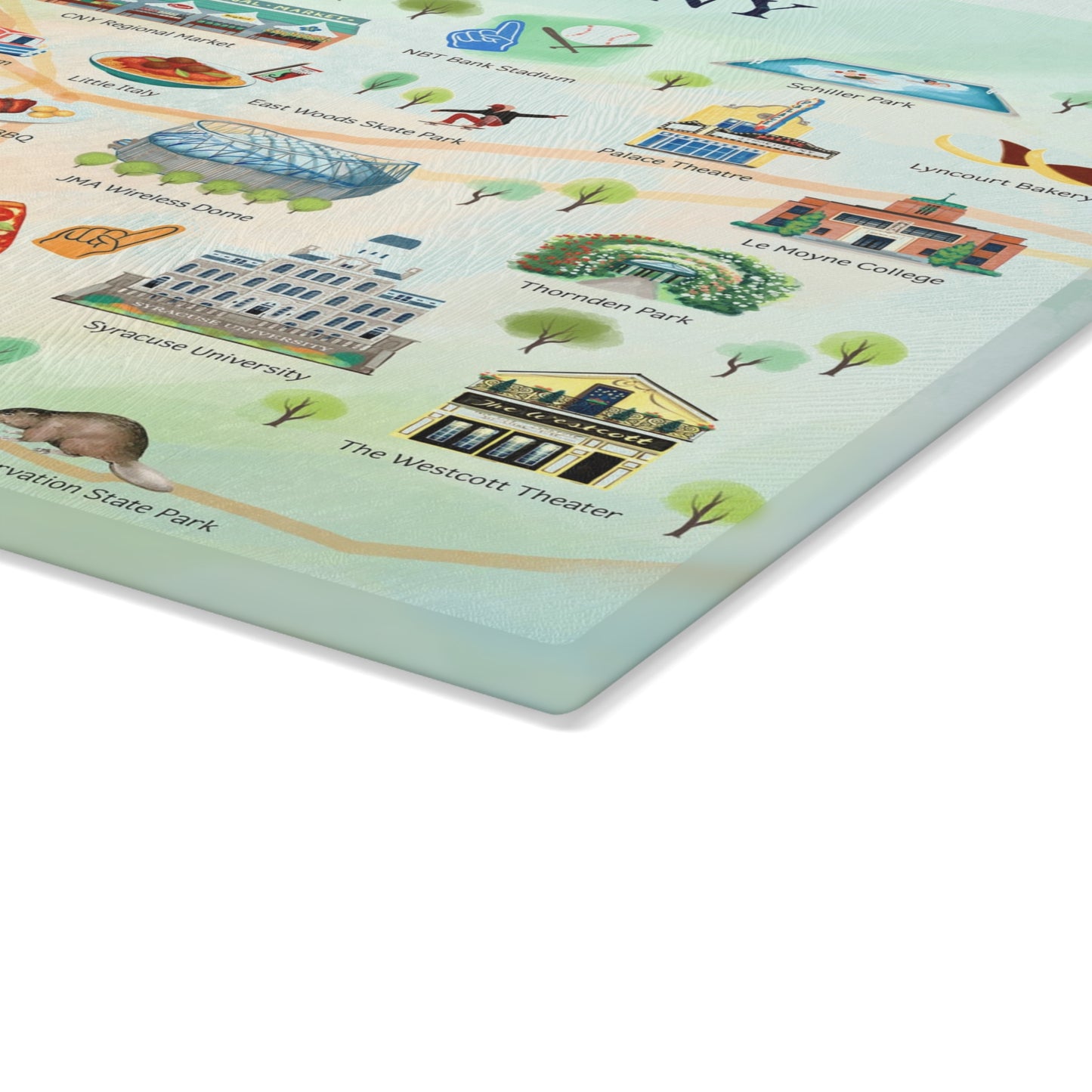 Syracuse City Map Glass Charcuterie and Cutting Board