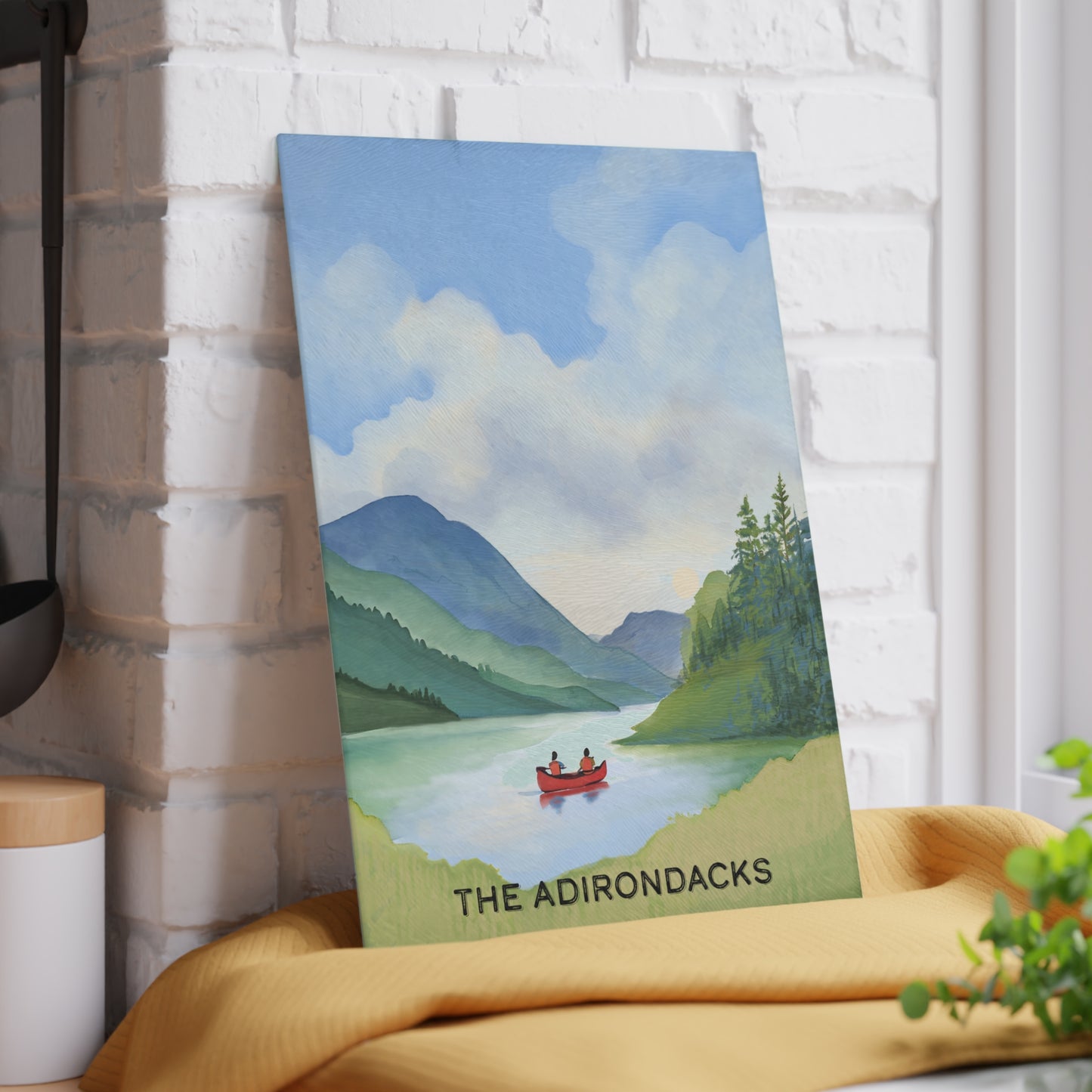 Red Canoe Adirondack Park - Glass Cutting and Charcuterie Board - Perfect for Home Chefs and Outdoor Enthusiasts - Made in the USA