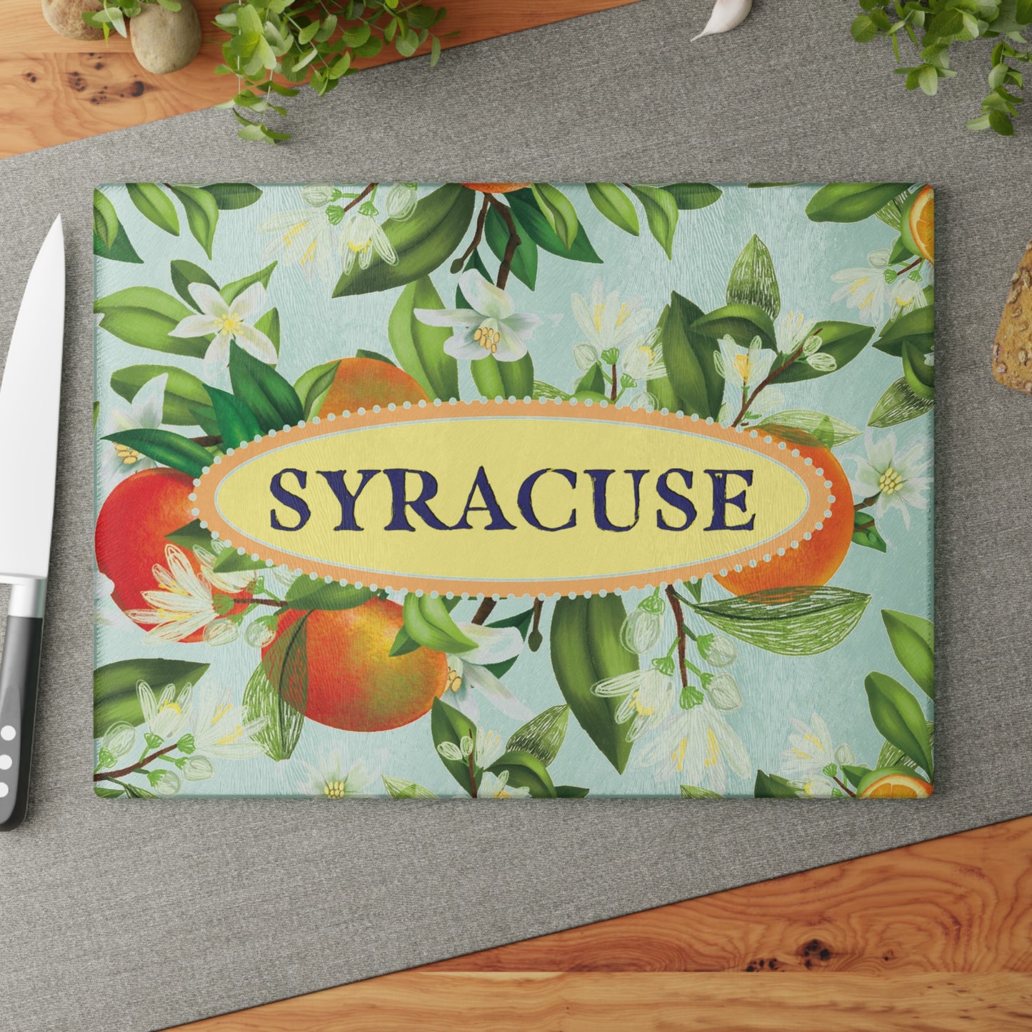 Syracuse Orange Blossom Glass Charcuterie and Cutting Board