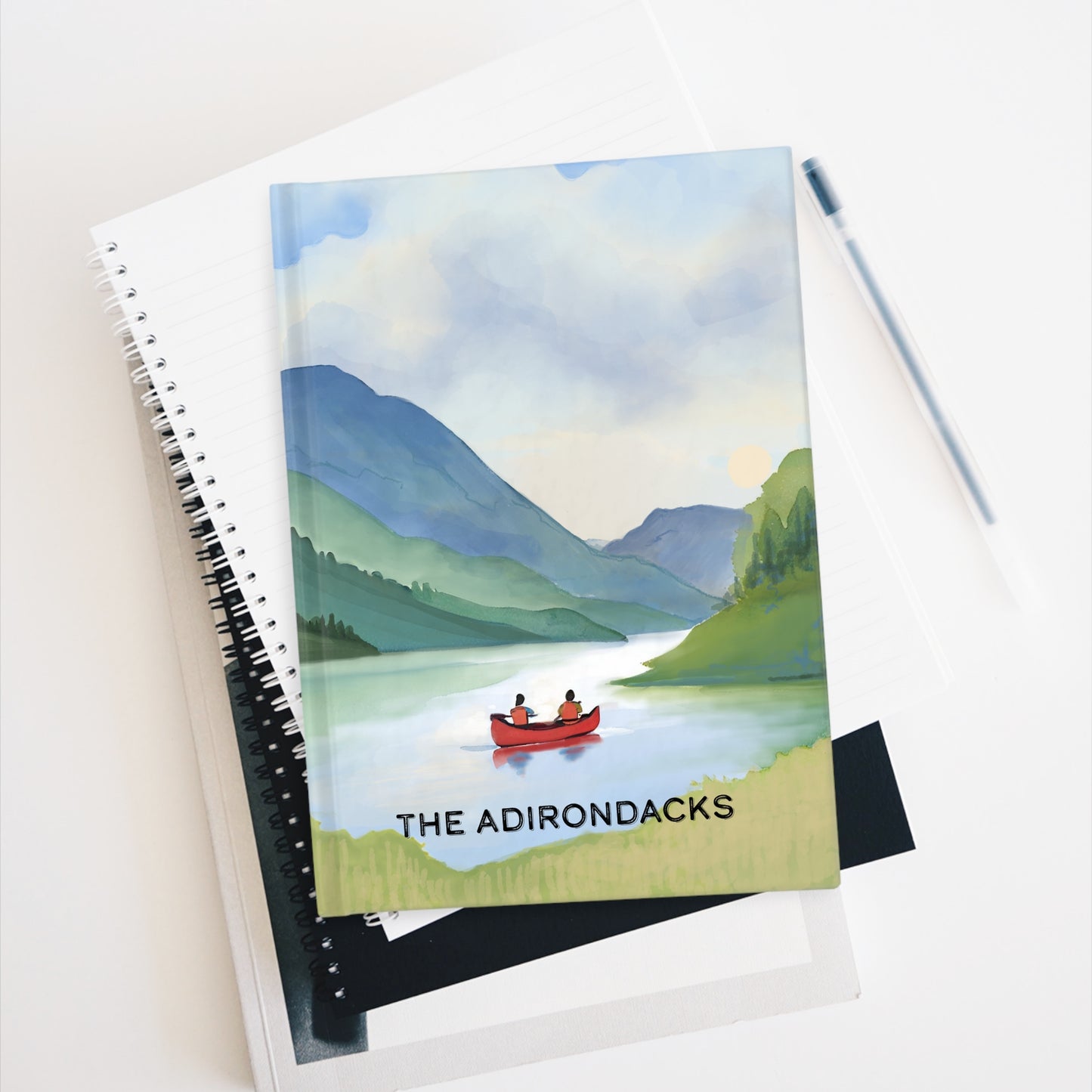 Red Canoe, The Adirondacks, Watercolor Illustrated Journal - Explore Nature and Adventures - Made in the USA