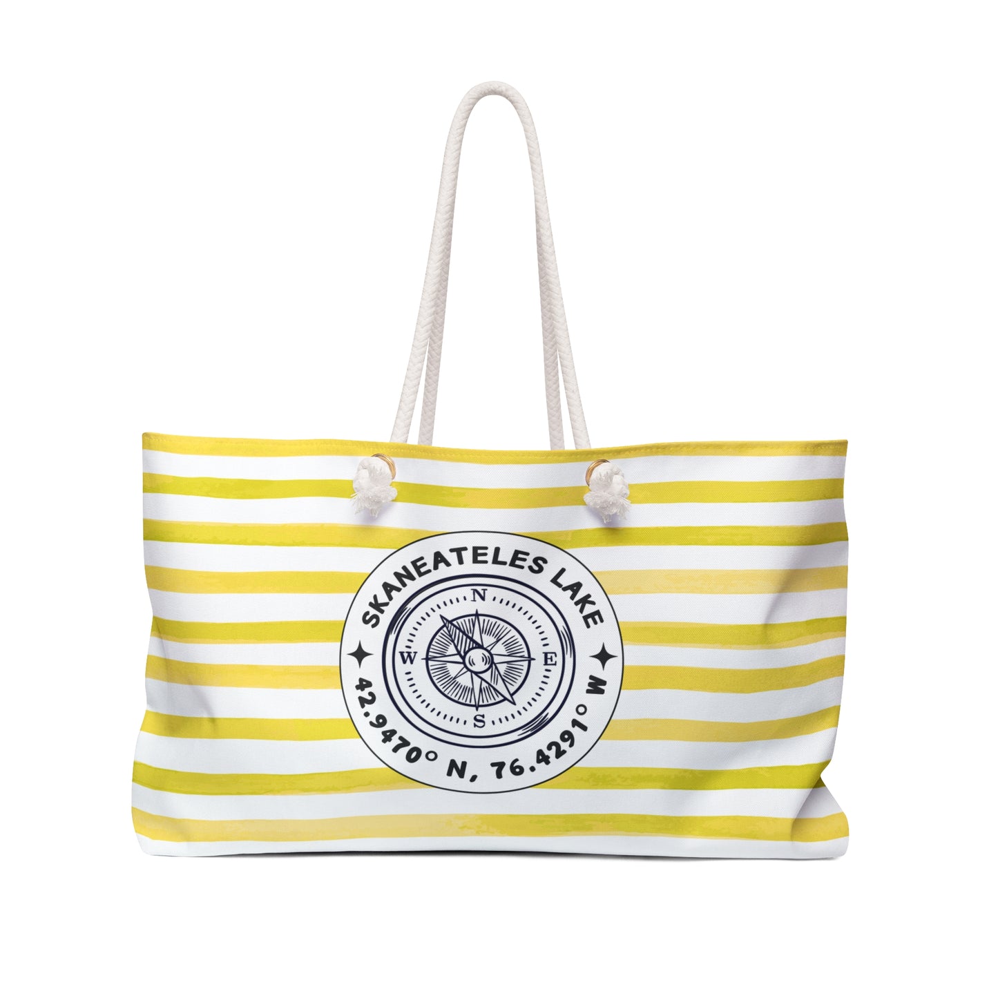 Skaneateles Yellow Cabana Stripe - Jumbo Lake Day Tote Bag