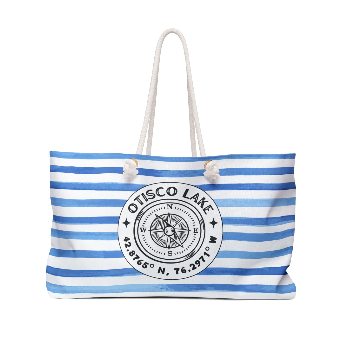 Otisco Lake Blue Cabana Stripe - Jumbo Lake Day Tote Bag