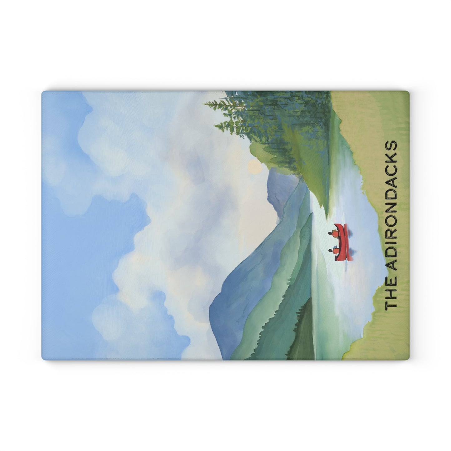 Red Canoe Adirondack Park - Glass Cutting and Charcuterie Board - Perfect for Home Chefs and Outdoor Enthusiasts - Made in the USA
