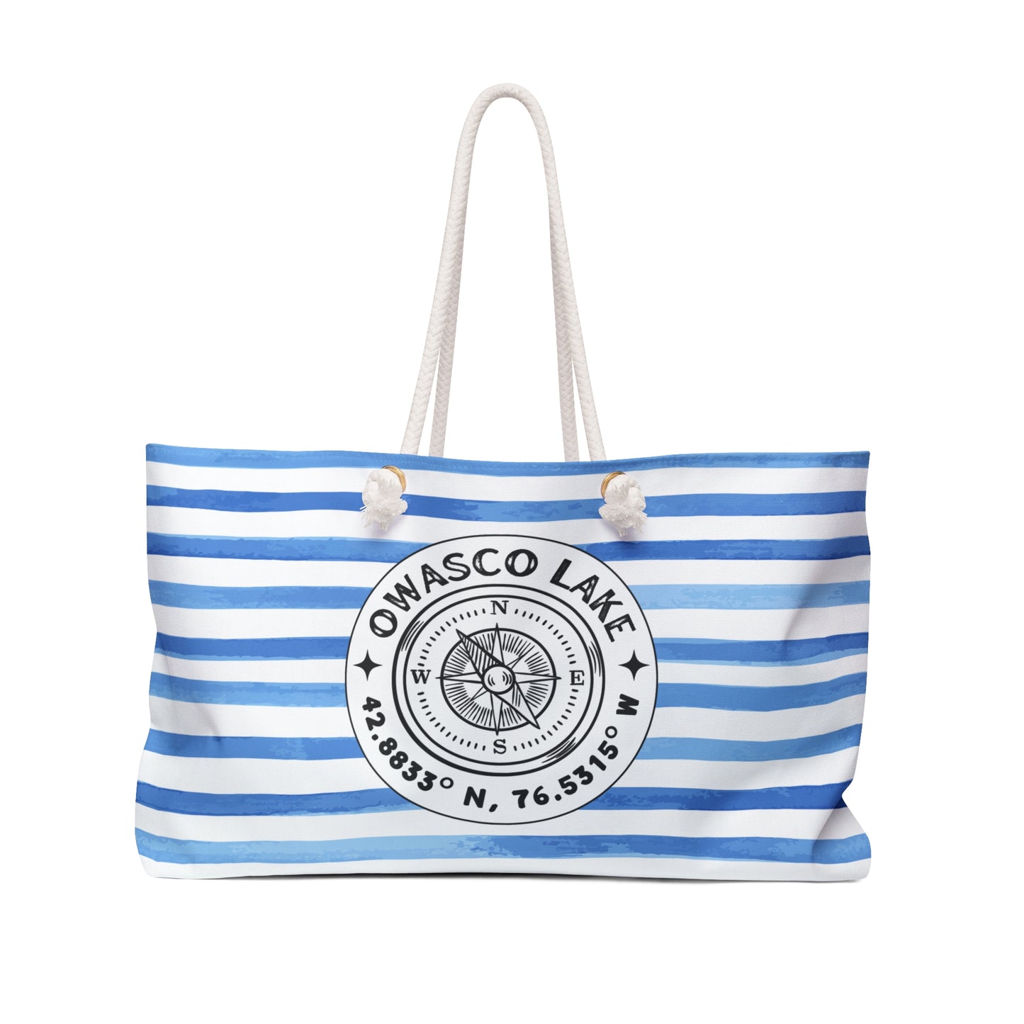 Owasco Lake Blue Cabana Stripe - Jumbo Lake Day Tote Bag