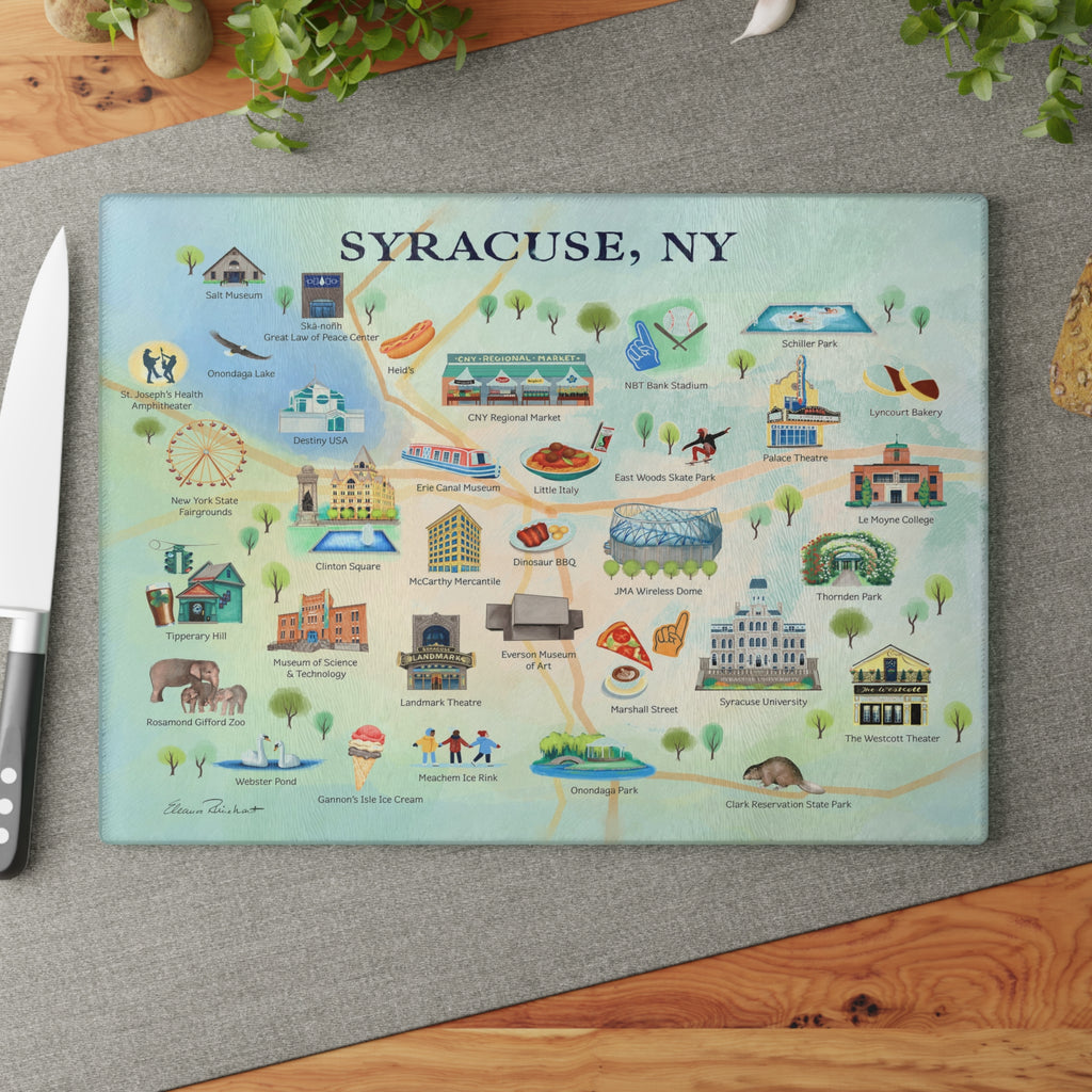 Syracuse City Map Glass Charcuterie and Cutting Board
