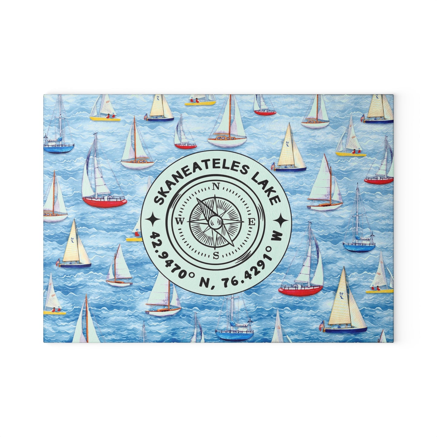 Skaneateles Sailboats Glass Cutting and Charcuterie Board