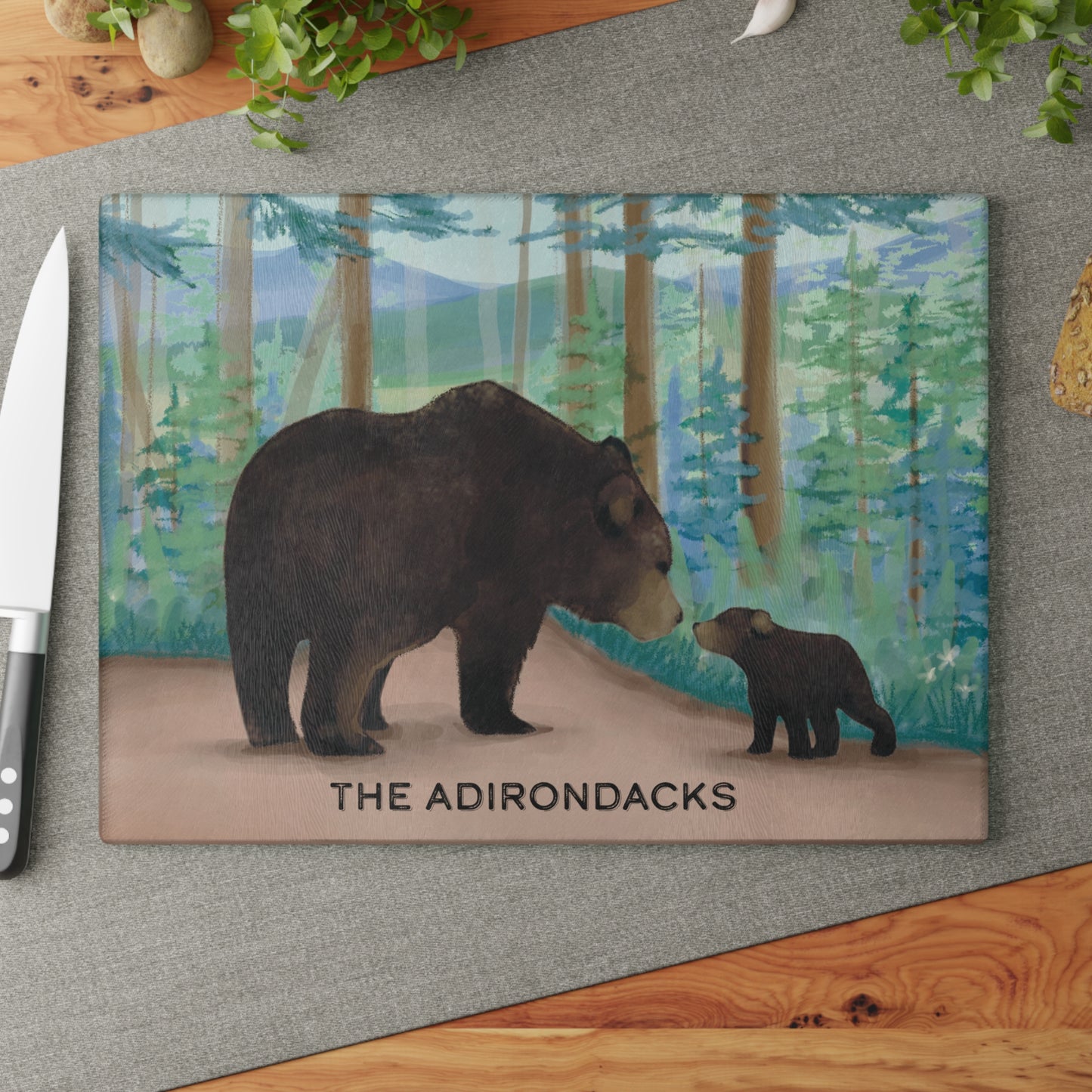 Adirondack Black Bear Glass Cutting Board - Perfect for Home Chefs and Outdoor Enthusiasts - Made in the USA