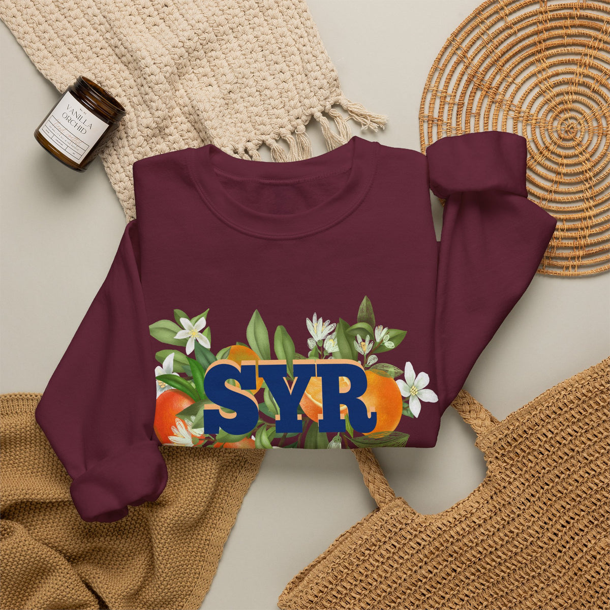 SYR Floral Crewneck Sweatshirt — Syracuse Inspired Fall Pullover