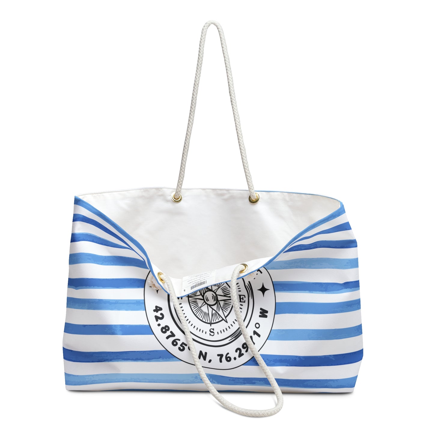 Otisco Lake Blue Cabana Stripe - Jumbo Lake Day Tote Bag