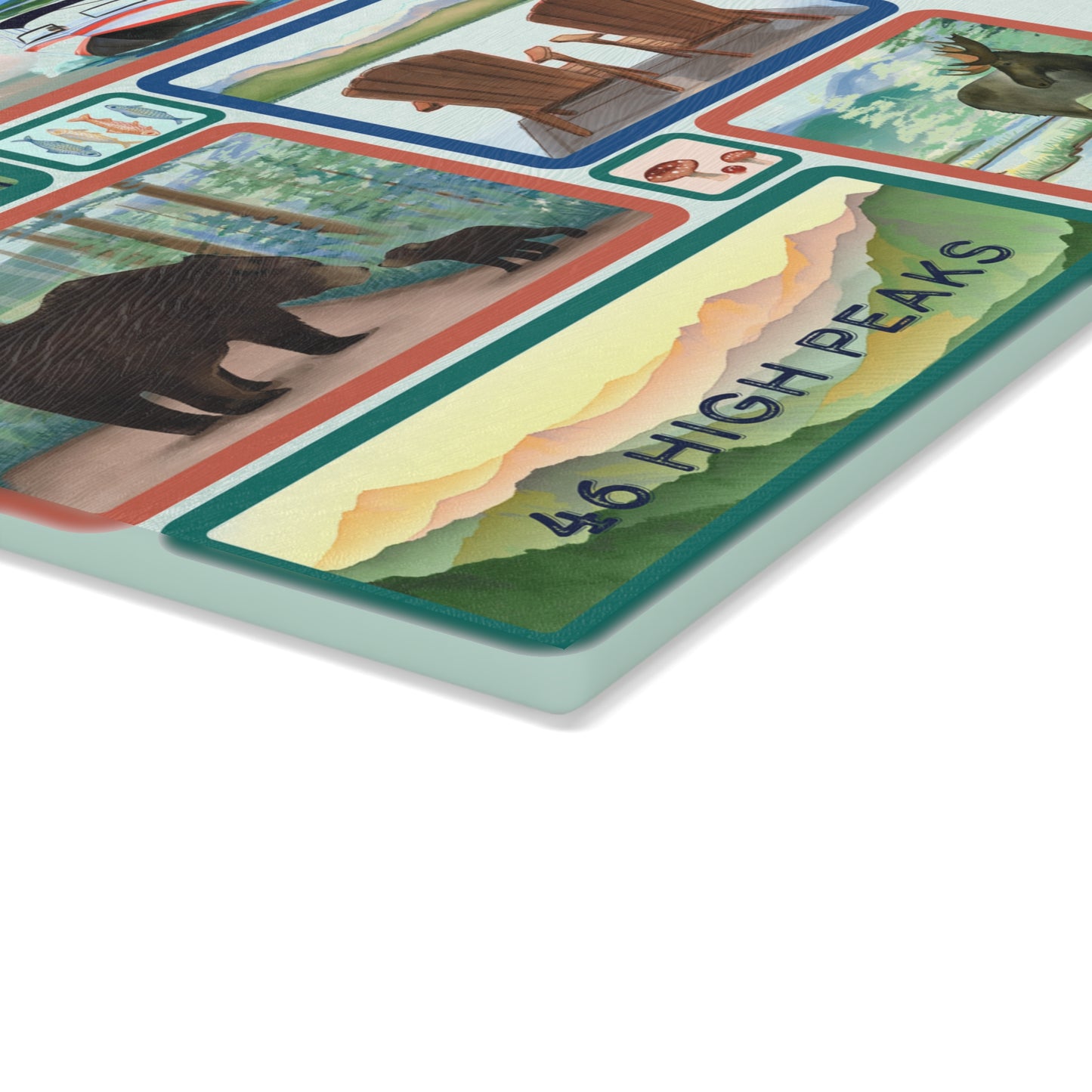 Adirondack Park, Hand Painted Scenes Cutting and Charcuterie Board - Perfect for Home Chefs and Outdoor Enthusiasts - Made in the USA