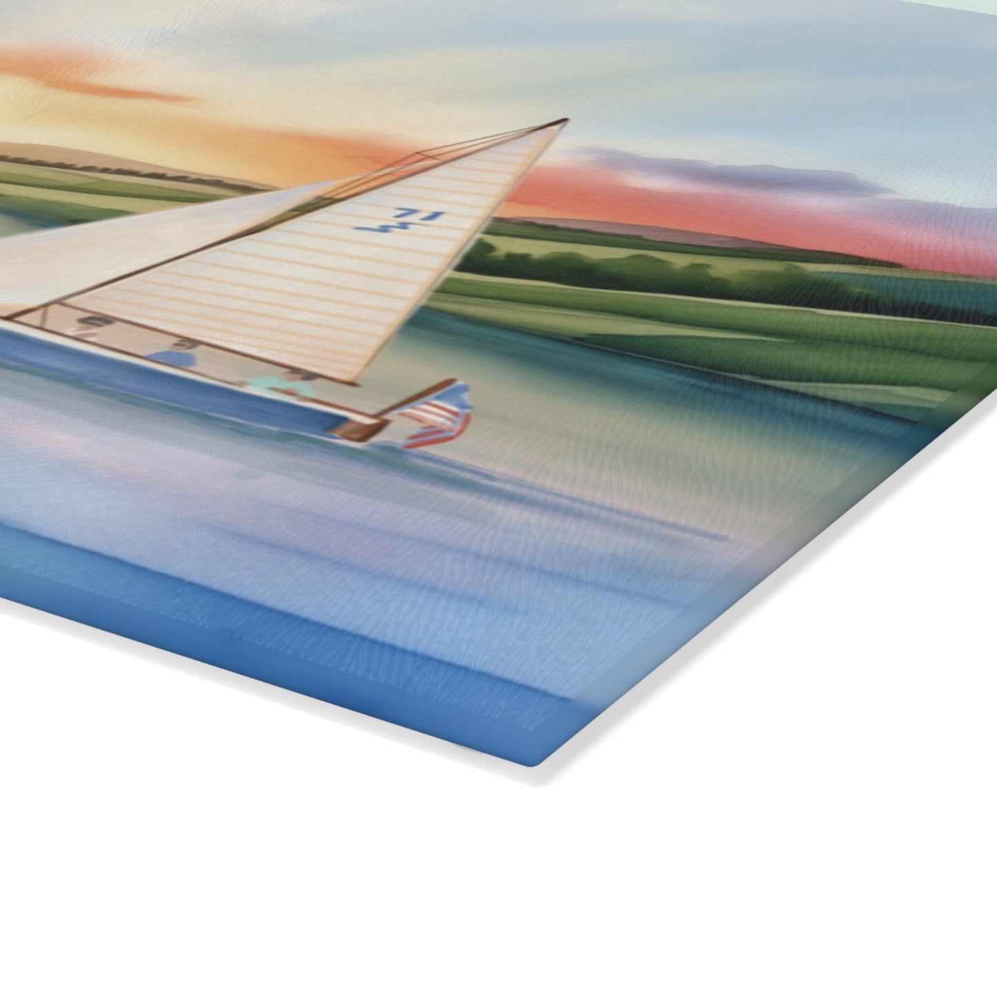 Otisco Lake Sunrise Glass Cutting and Charcuterie Board