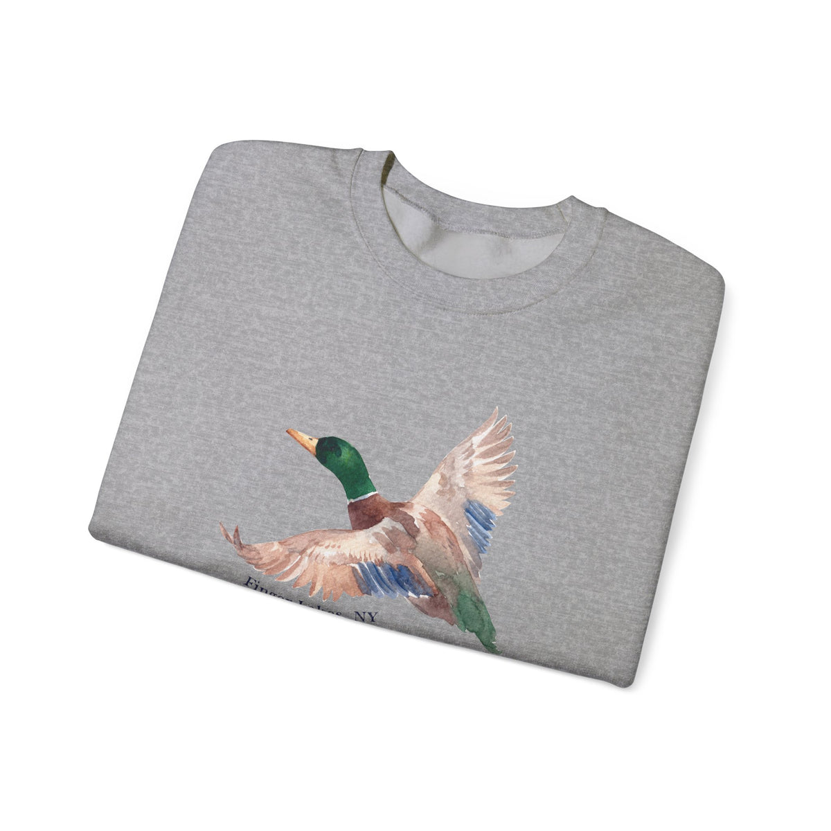 Mallard Flight Crewneck Sweatshirt — Flying Duck Nature Graphic