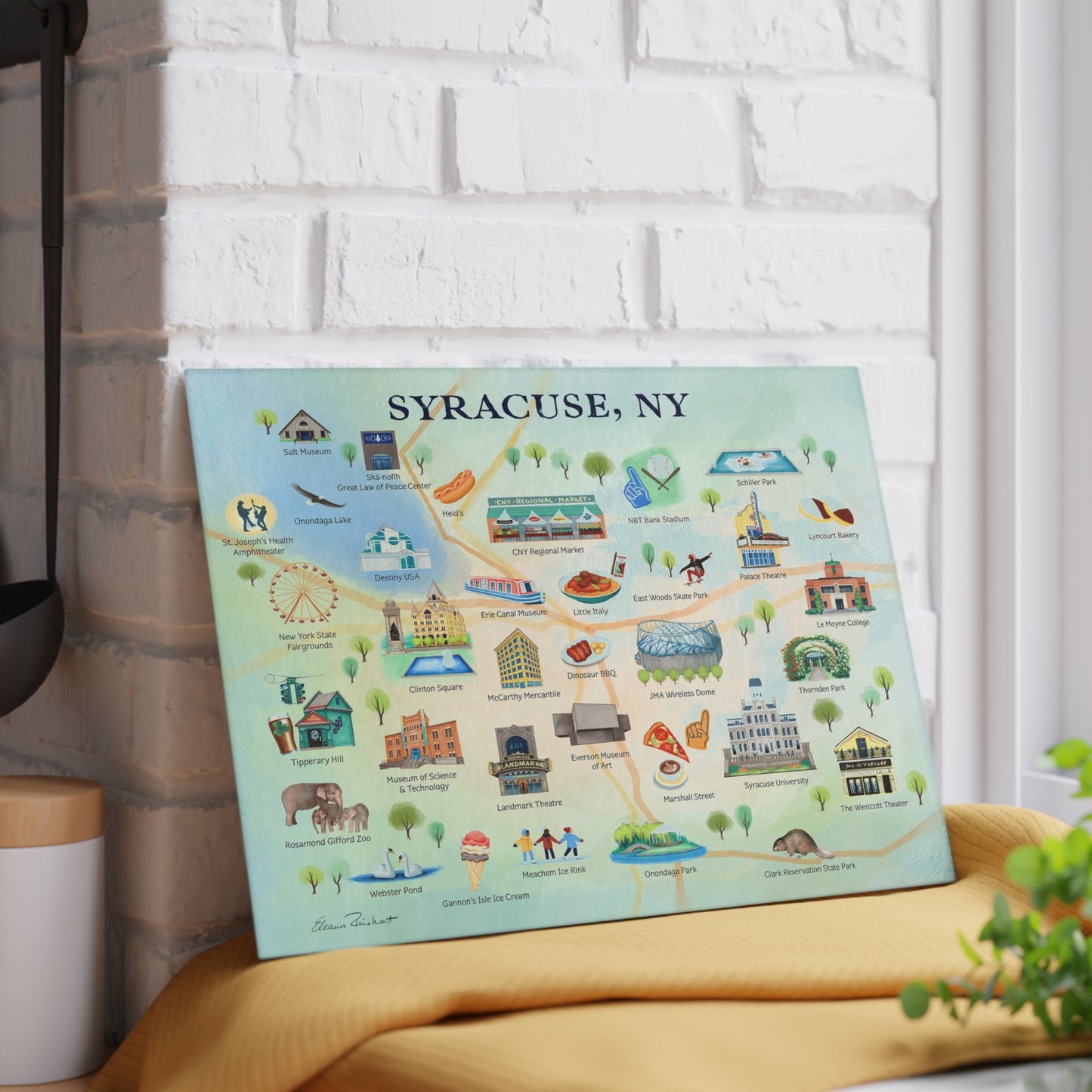 Syracuse City Map Glass Charcuterie and Cutting Board