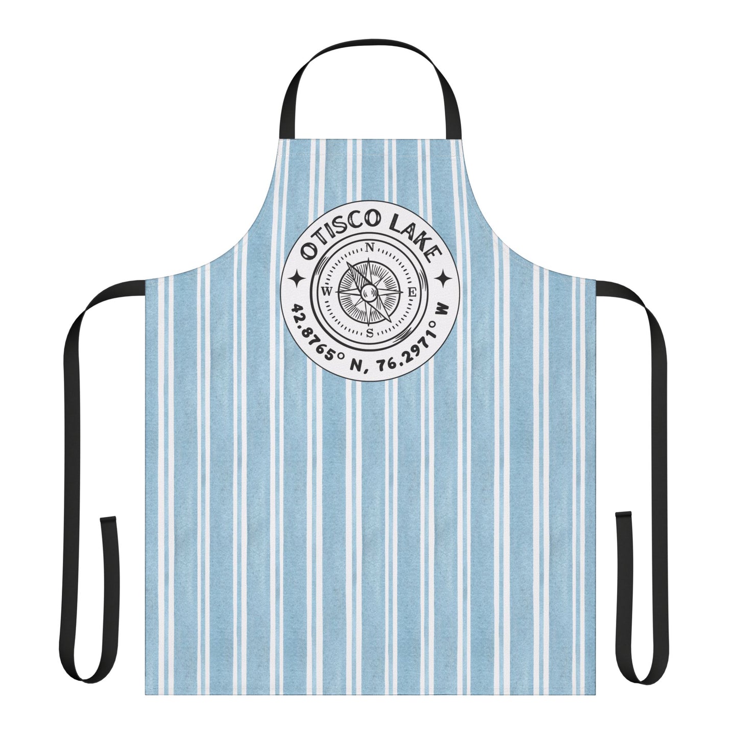 Otisco Lake NY Compass Blue Cabana Apron - Perfect for Lake Lovers, Chefs, and Home Cooks