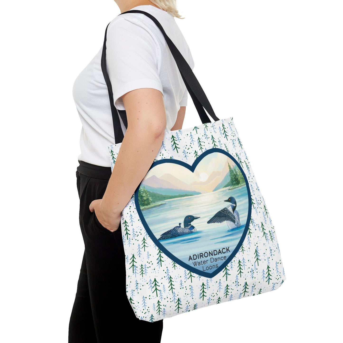 Loon Family, Water Dance, Adirondack Park Tote Bag – Eco-Friendly Nature Lover's Bag - Made in the USA