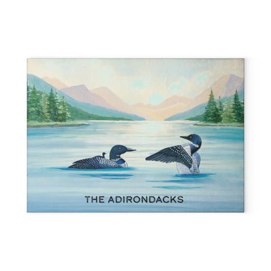 Adirondack Loon Family Glass Cutting and Charcuterie Board - Perfect for Home Chefs and Outdoor Enthusiasts - Made in the USA