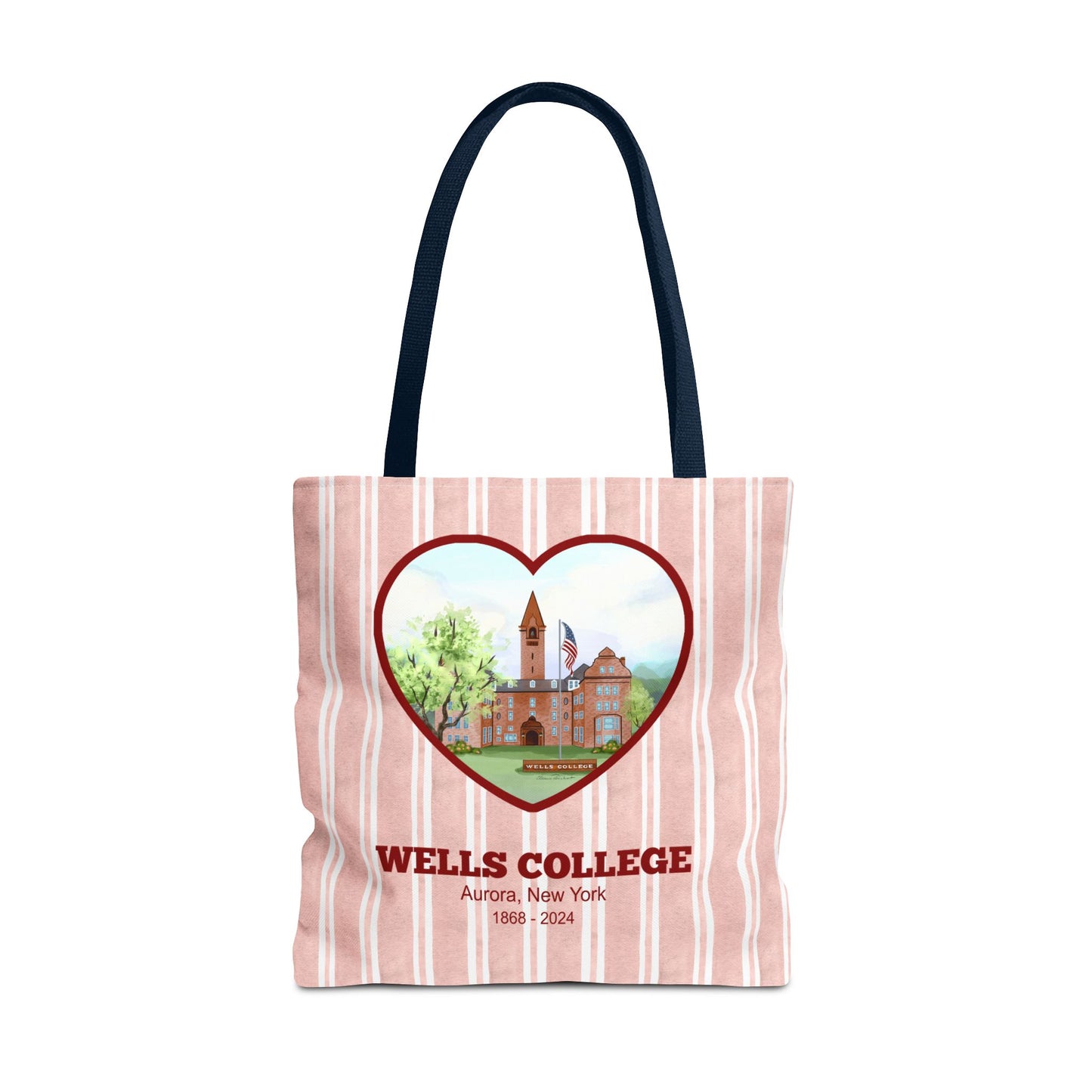 Wells College, Red Cabana Stripe, XL Tote Bag