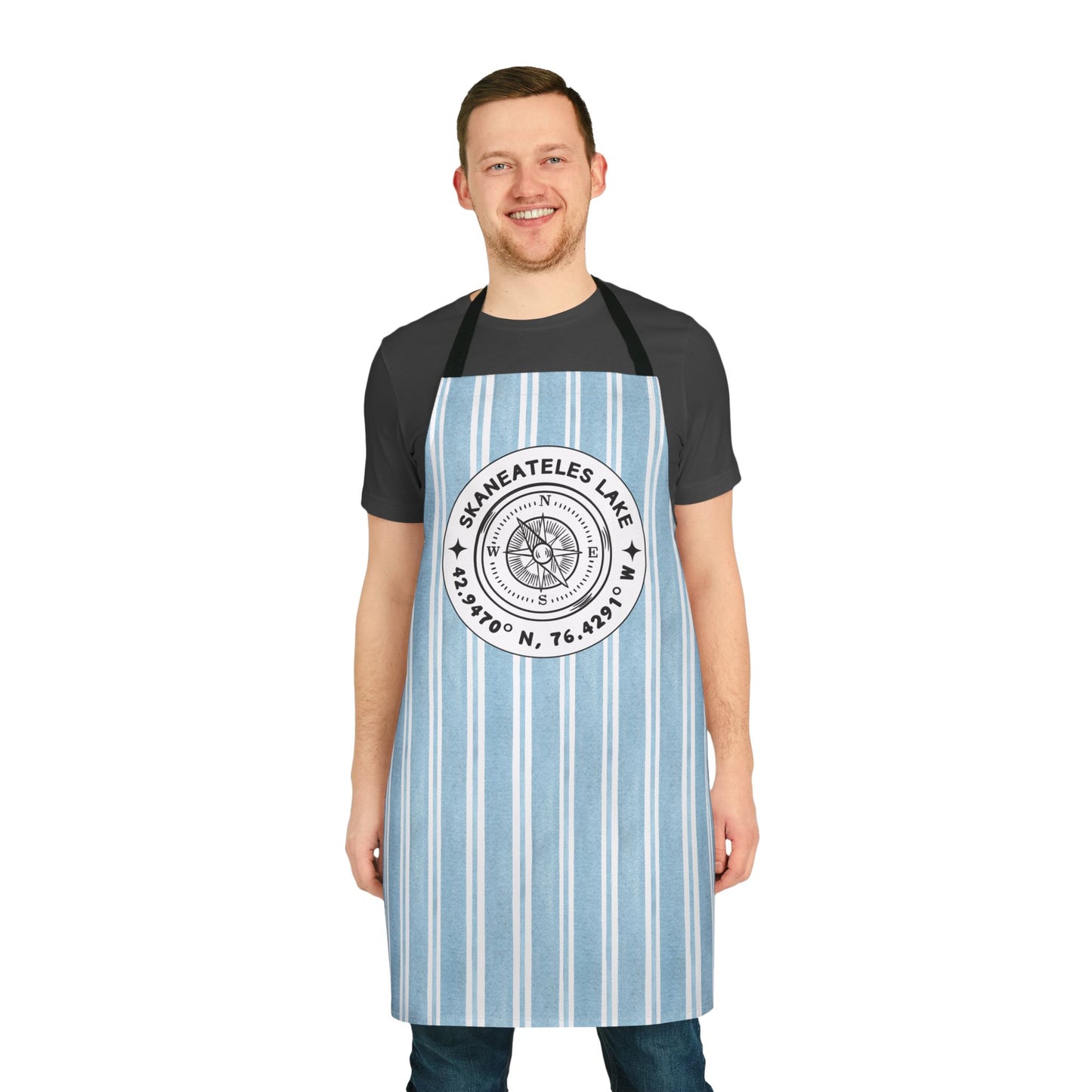 Skaneateles NY Compass Blue Cabana Apron - Perfect for Lake Lovers, Chefs, and Home Cooks