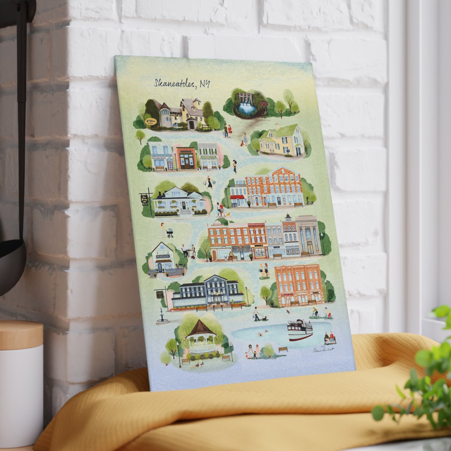 Skaneateles Summer Landmarks Glass Cutting and Charcuterie Board