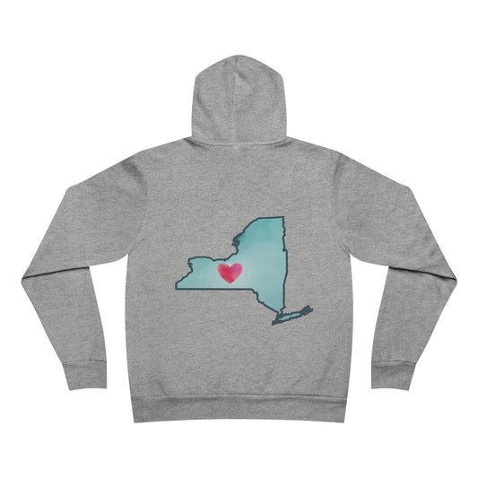 Heart in NY State - Cozy Unisex Sponge Fleece Pullover Hoodie