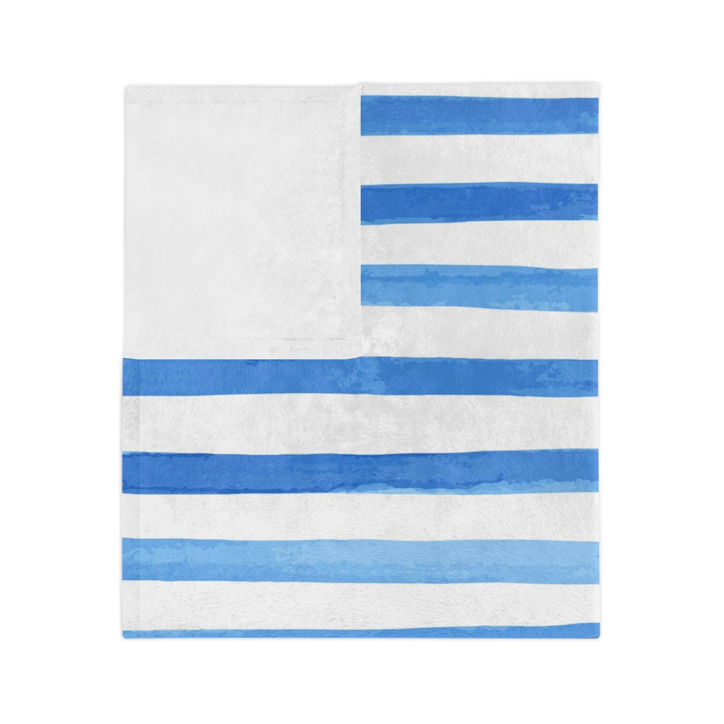 Oneida Lake Blue Cabana Stripe Velveteen Microfiber Blanket