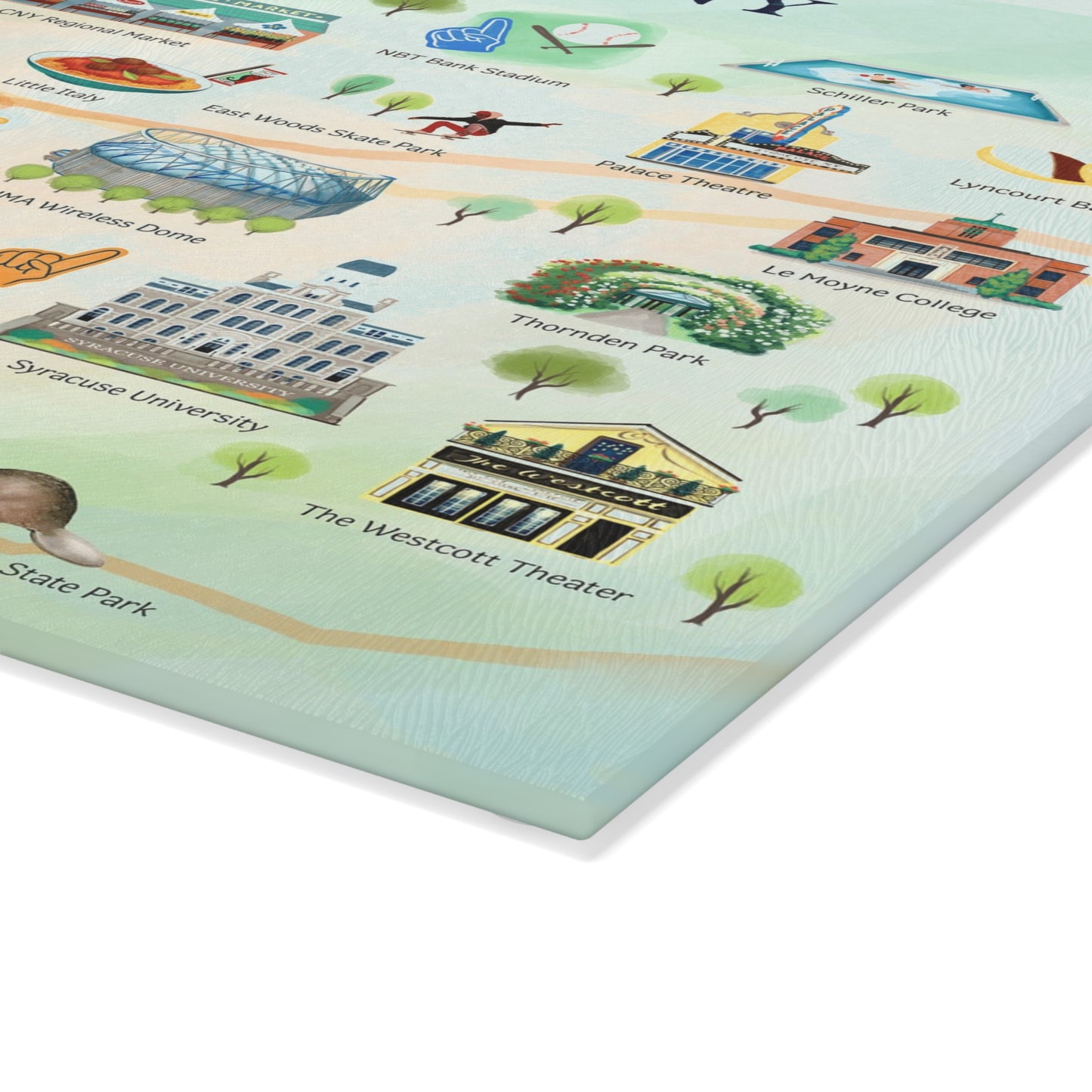Syracuse City Map Glass Charcuterie and Cutting Board