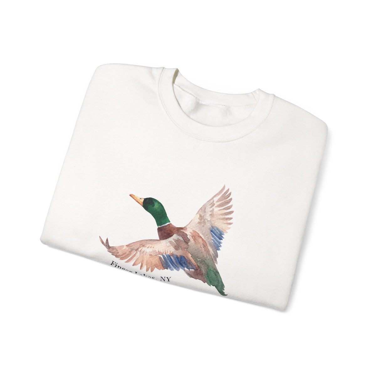 Mallard Flight Crewneck Sweatshirt — Flying Duck Nature Graphic