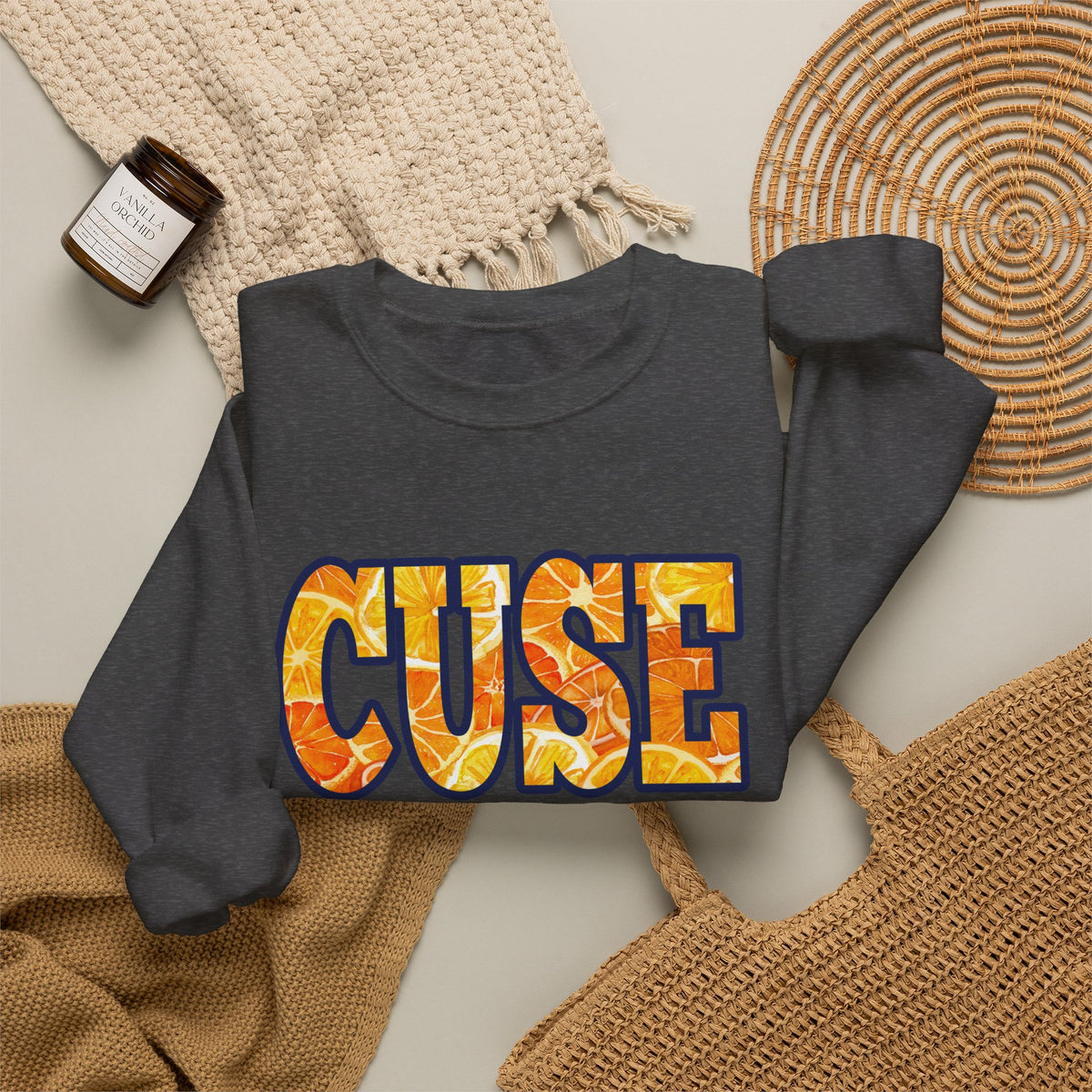 CUSE Orange Slices Crewneck Sweatshirt — Syracuse Inspired Fall Pullover