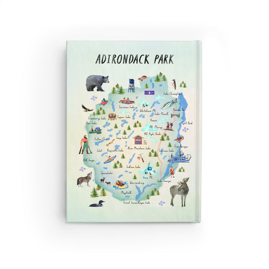 Adirondack Park Watercolor Map Illustrated Journal - Explore Nature and Adventures - Made in the USA