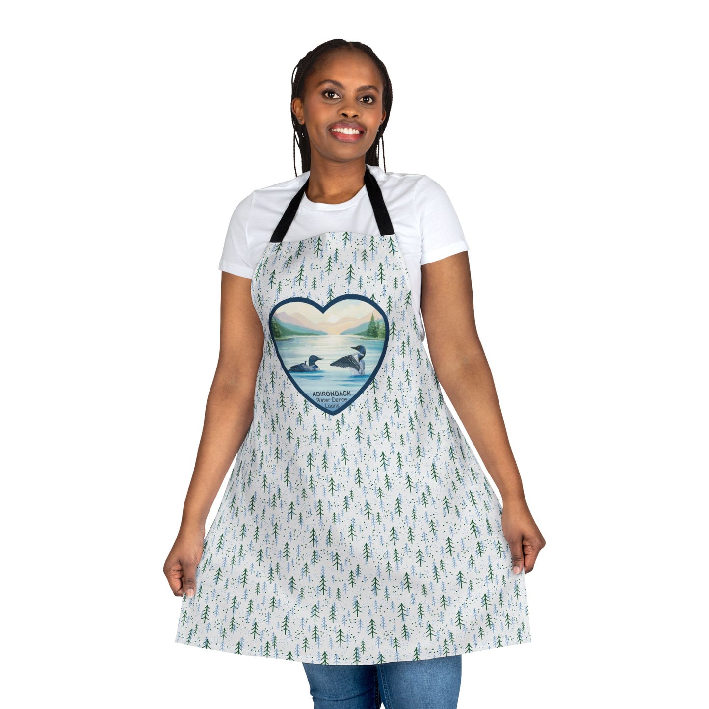Adirondack Wilderness Loon Family, Water Dance, Apron with Heart Design - Perfect for Nature Lovers, Chefs, and Home Cooks - Made in the USA