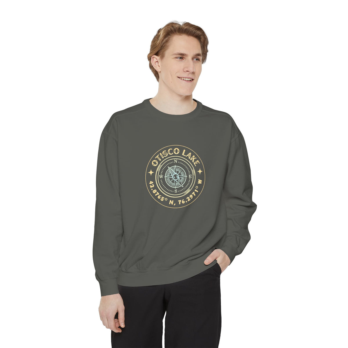 Otisco Lake Compass Sweatshirt — Nautical Coordinates Crewneck
