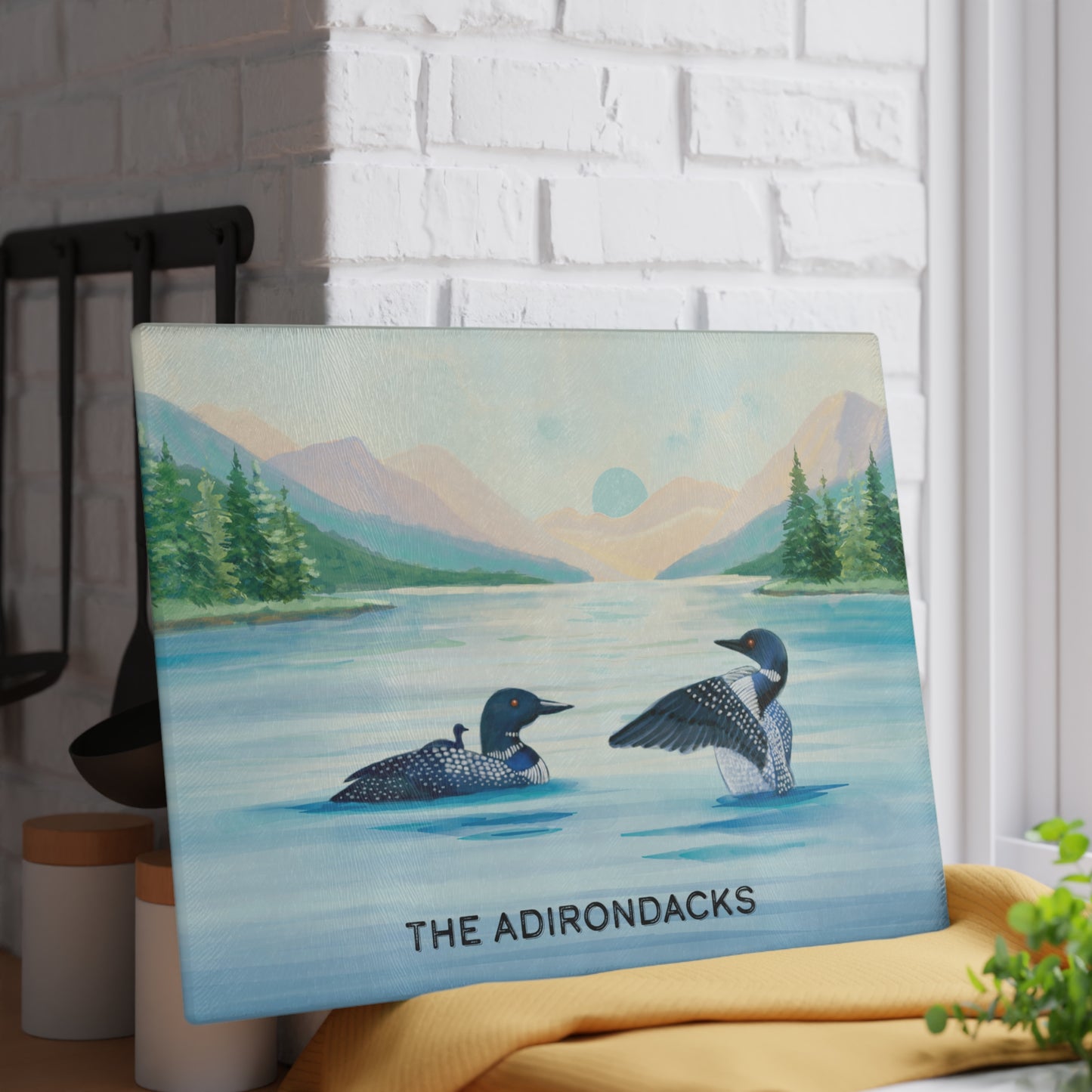 Adirondack Loon Family Glass Cutting and Charcuterie Board - Perfect for Home Chefs and Outdoor Enthusiasts - Made in the USA