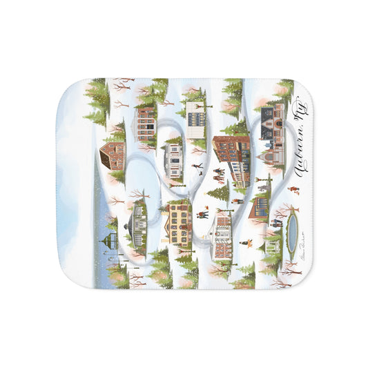 Auburn, NY Christmas Throw Blanket - Lux Fleece and Sherpa Blanket