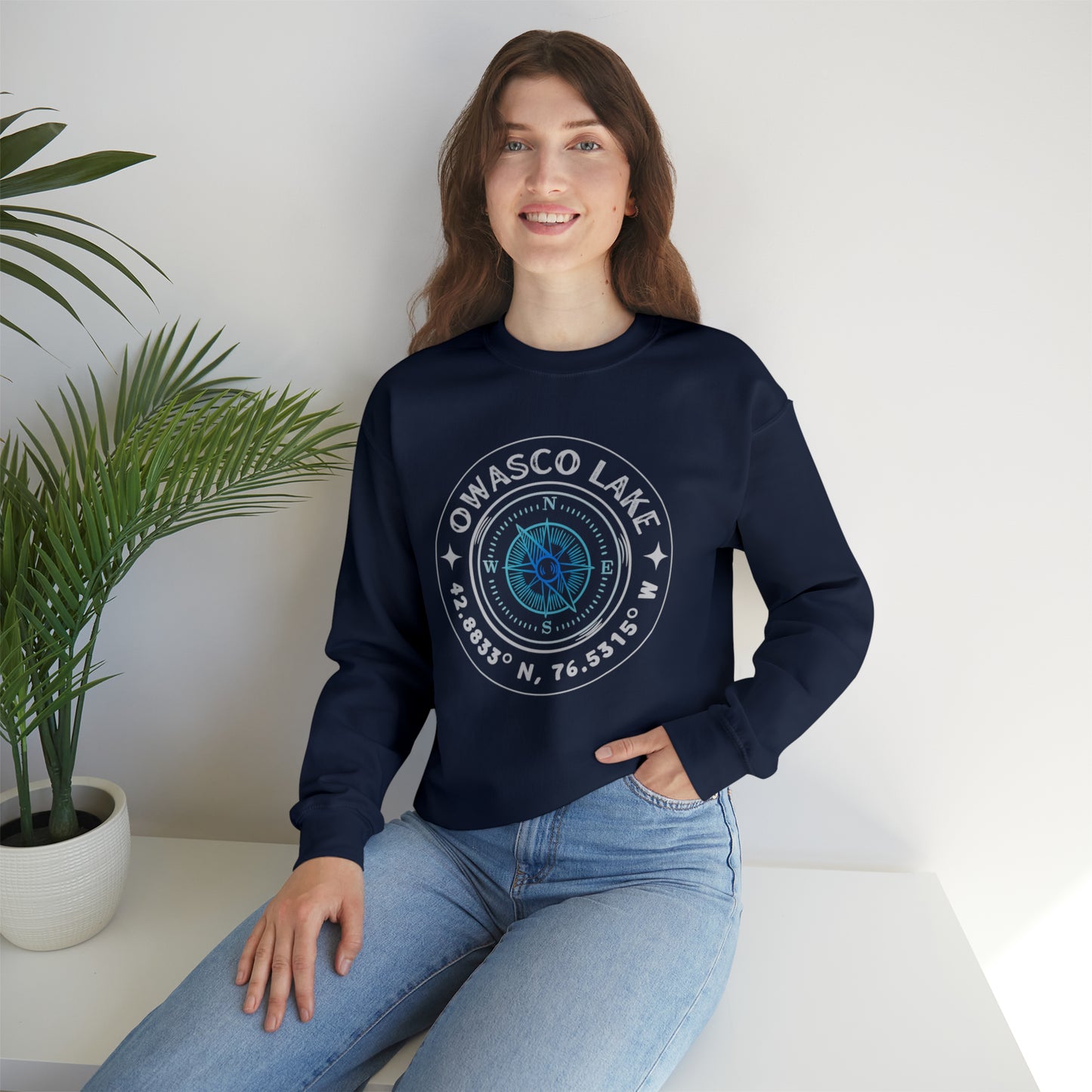 Owasco Lake Compass - Unisex  Crewneck Sweatshirt