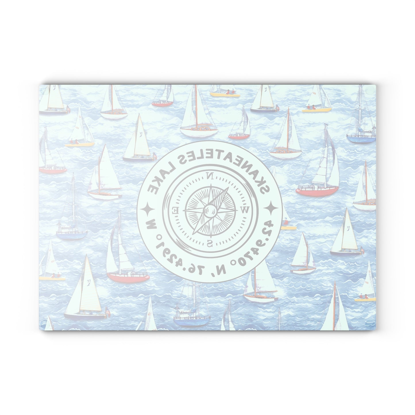 Skaneateles Sailboats Glass Cutting and Charcuterie Board