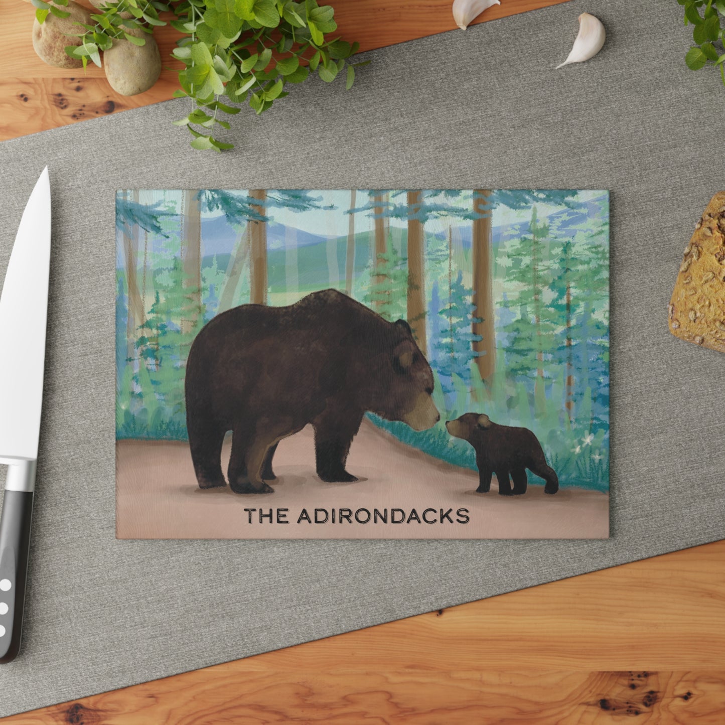 Adirondack Black Bear Glass Cutting Board - Perfect for Home Chefs and Outdoor Enthusiasts - Made in the USA