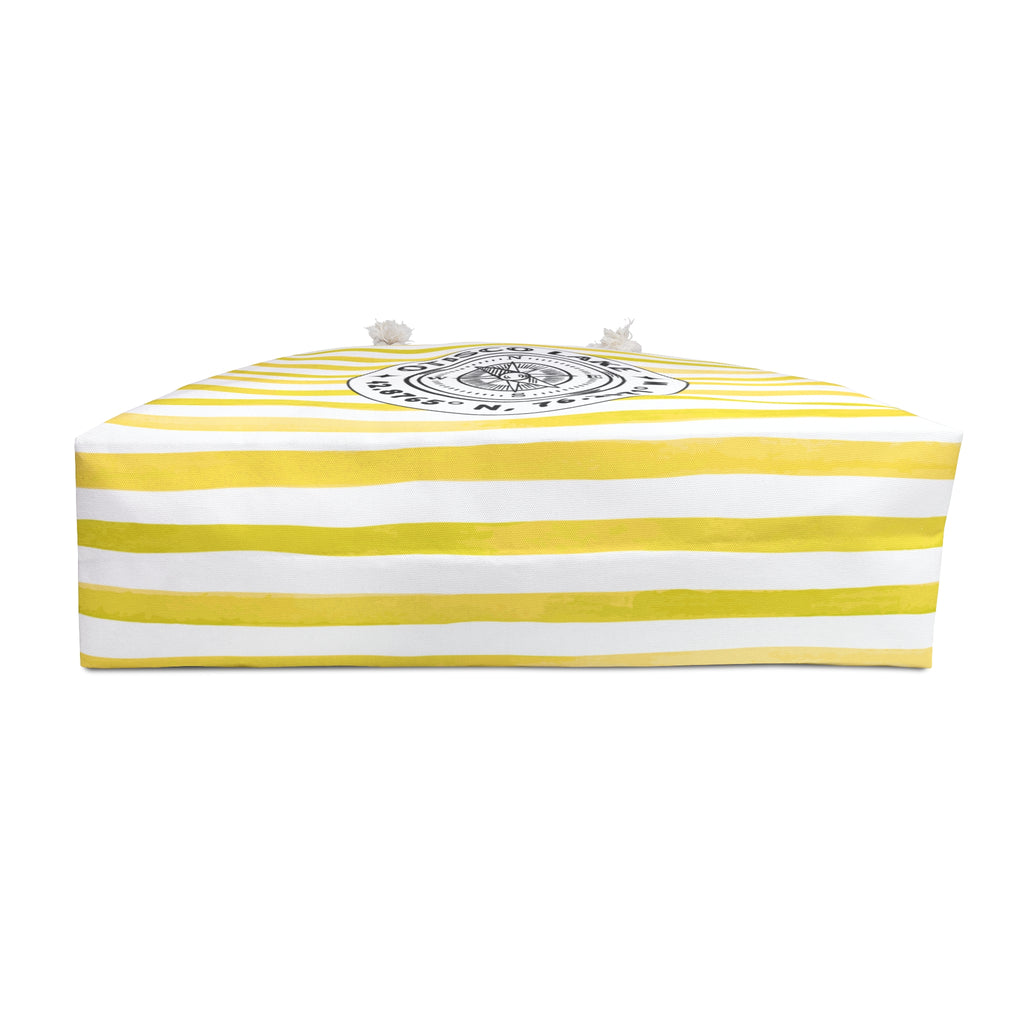 Otisco Lake Yellow Cabana Stripe - Jumbo Lake Day Tote Bag