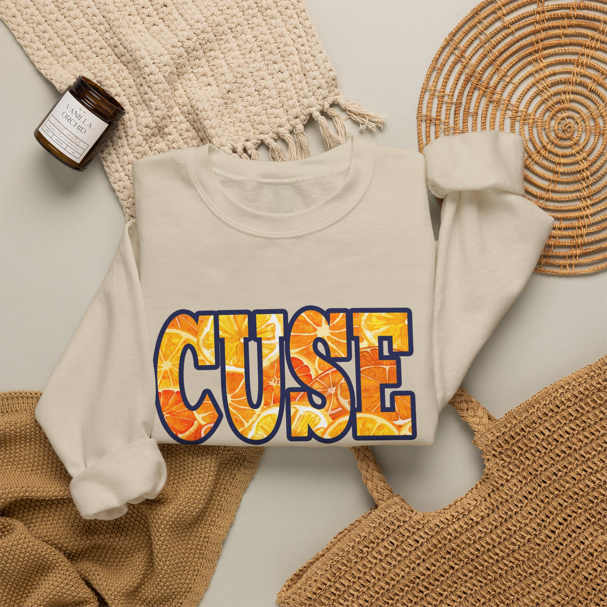 CUSE Orange Slices Crewneck Sweatshirt — Syracuse Inspired Fall Pullover