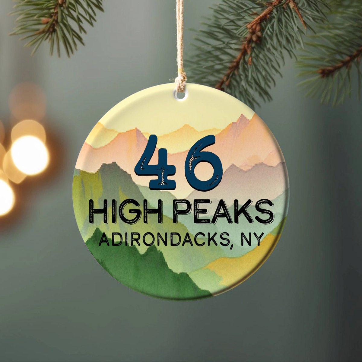 Adirondacks 46 Peaks Scenic Ornament – Ceramic Christmas Ornament