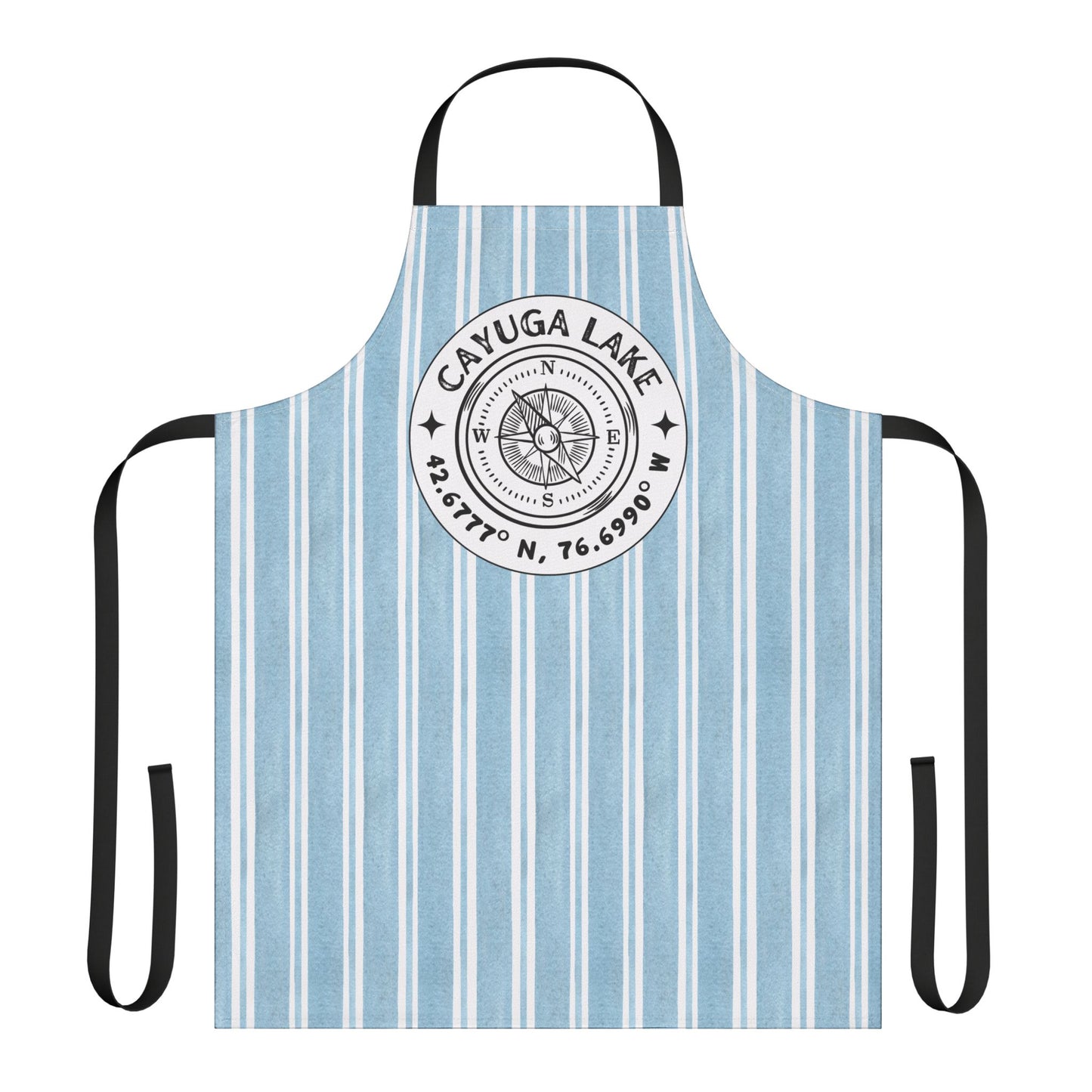Cayuga Lake NY Compass Blue Cabana Apron - Perfect for Lake Lovers, Chefs, and Home Cooks