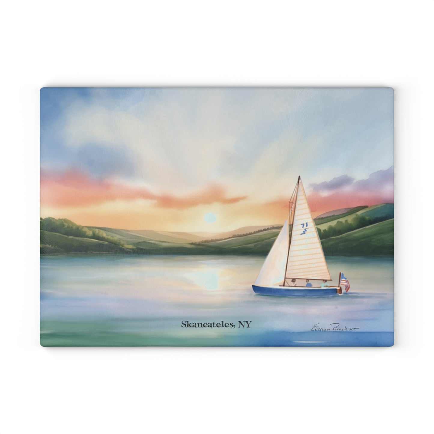 Skaneateles Sunrise Glass Cutting and Charcuterie Board