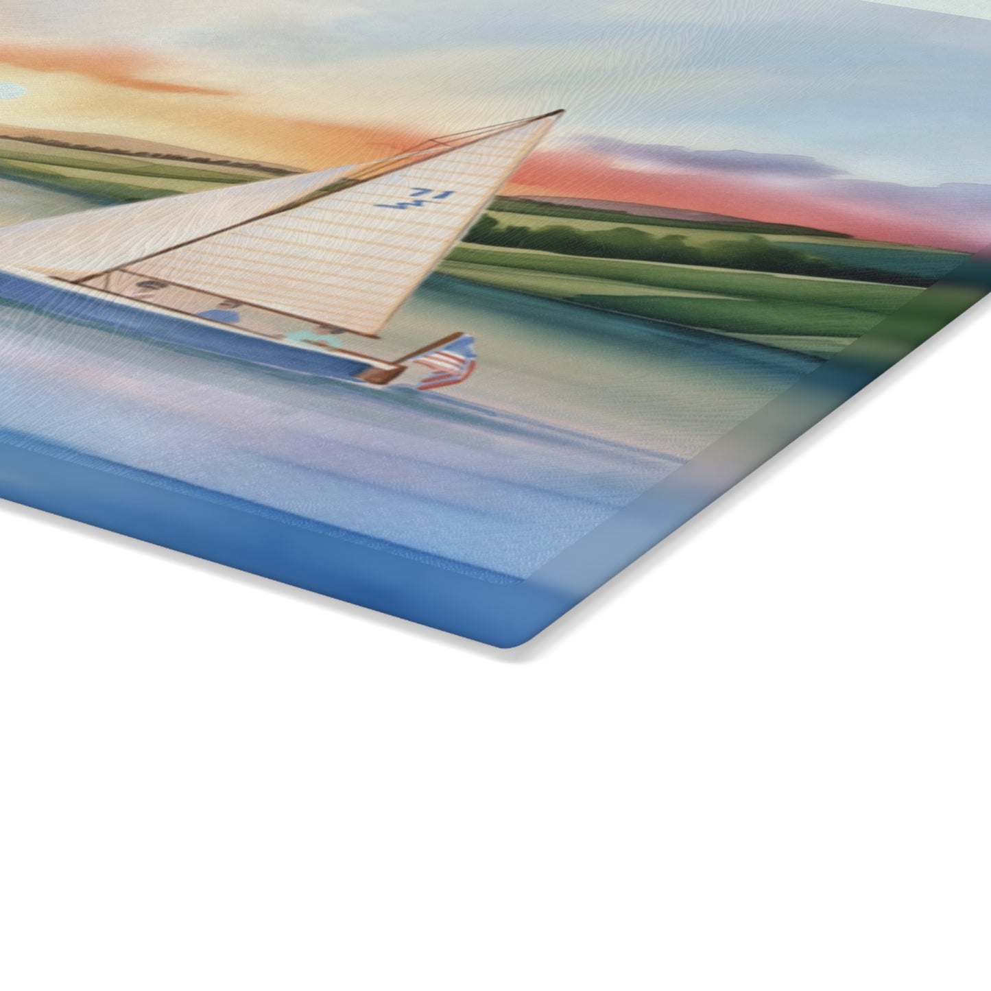 Otisco Lake Sunrise Glass Cutting and Charcuterie Board