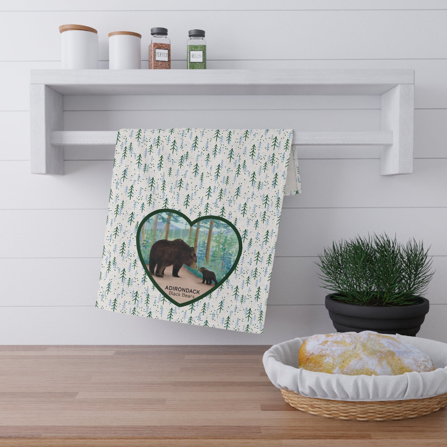 Adirondack Black Bear Cotton Tea Towels - Nature-Inspired Home Decor - Made in the USA