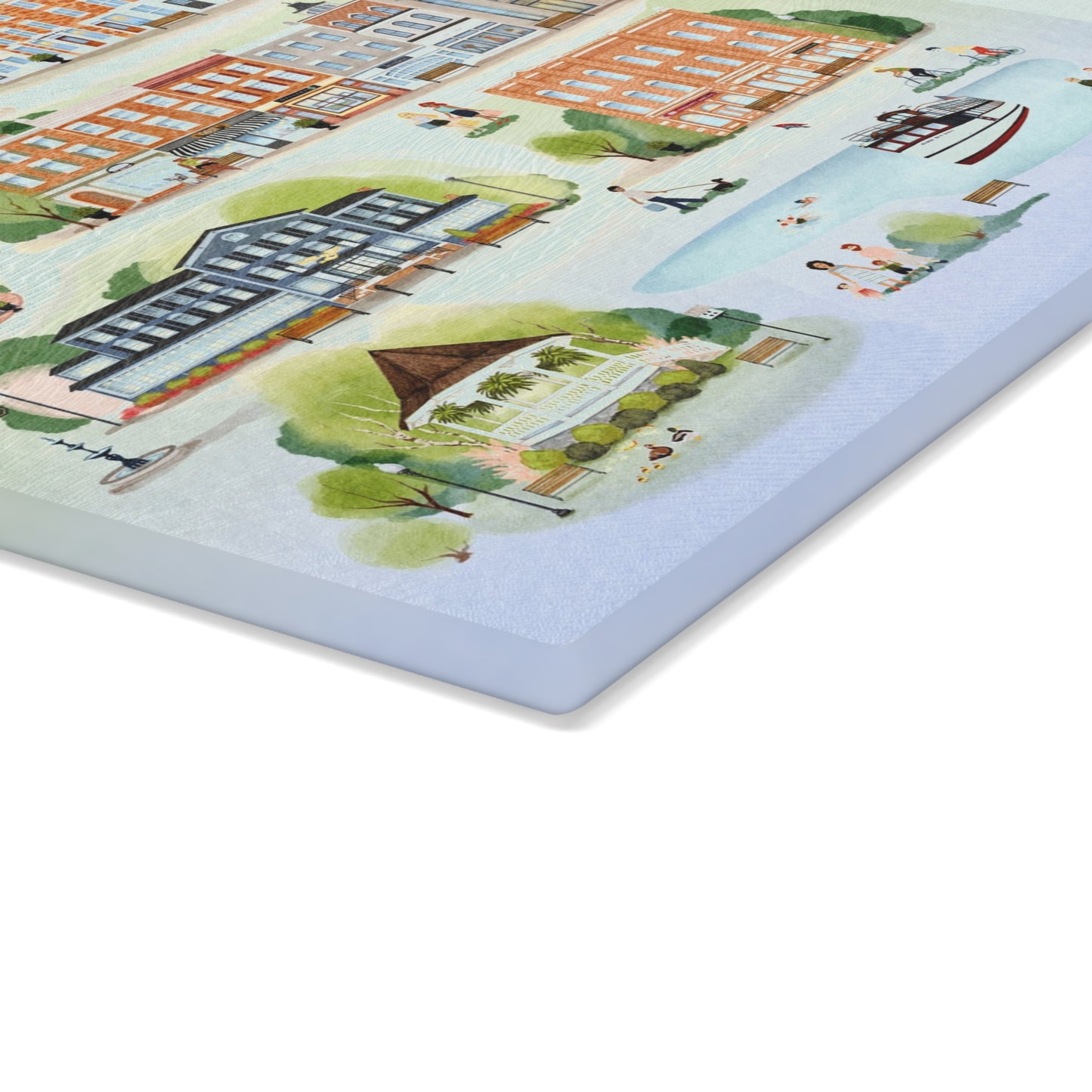 Skaneateles Summer Landmarks Glass Cutting and Charcuterie Board