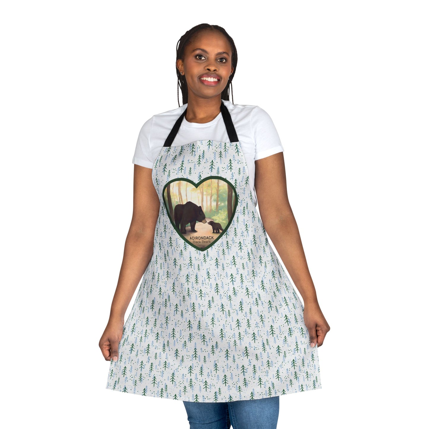 Adirondack Black Bears Apron with Heart Design - Perfect for Nature Lovers, Chefs, and Home Cooks